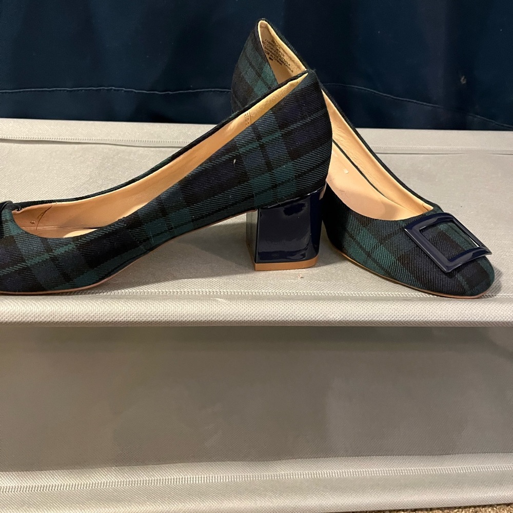 Blue and green plaid pump - Picture 2 of 6